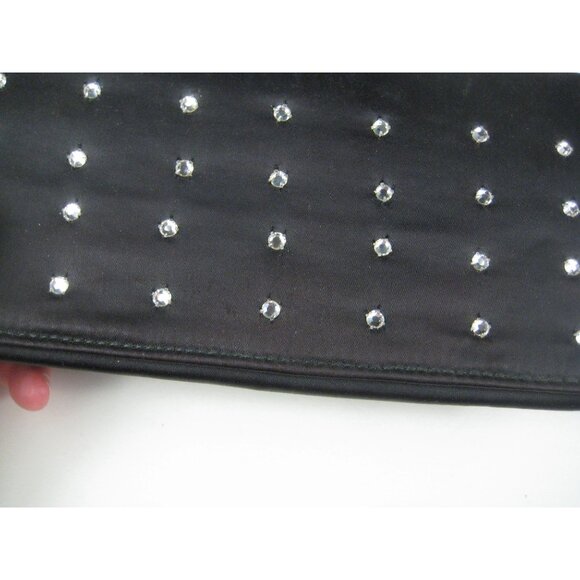 Britemode Black Clutch Rhinestones Snap Closure Purse Bag Front Flap Vintage - Picture 7 of 16